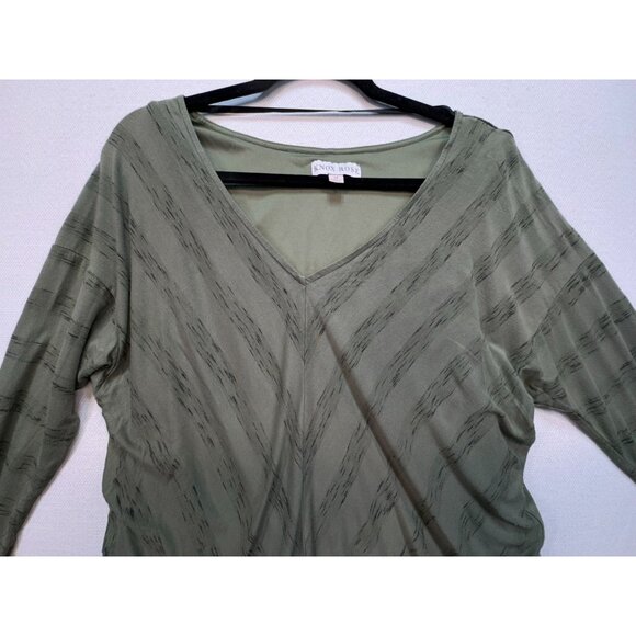 Knox Rose Womens Tunic Top Size XL Olive Green Textured V-Neck 3/4 Sleeve Ruched - Picture 3 of 10